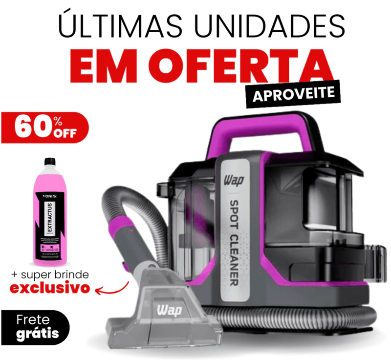 Extratora de Sujeiras Portátil WAP [BIVOLT] + BRINDE EXCLUSIVO: Limpador Ultra Concentrado 1,5 Lts]