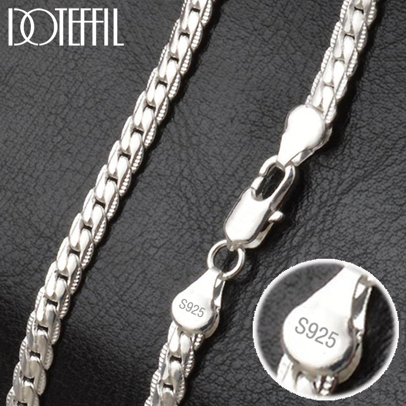 Kit Corrente e Pulseira de Prata 925 Com Fecho - Unisex