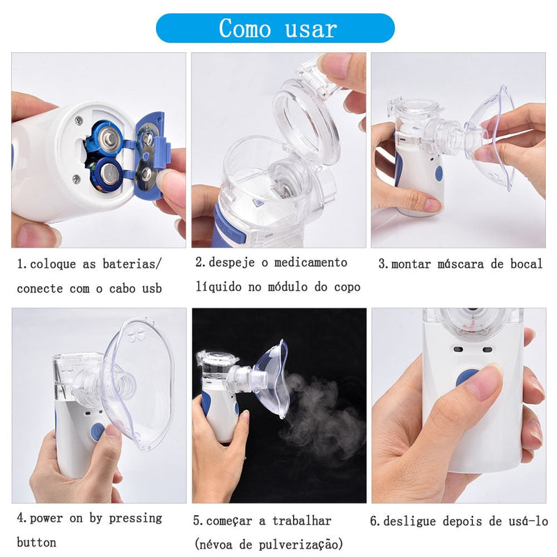 Inalador Nebulizador Ultrassônico Portátil Silencioso